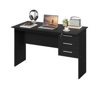 WOLTU Mesa de Ordenador, Escritorio de Trabajo con 3 Cajones, 120x60x75 cm, Mesa Escritorio para Oficina Dormitorio Despacho y Estudio, Negro