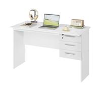 WOLTU Mesa de Ordenador, Escritorio de Trabajo con 3 Cajones, 120x60x75 cm, Mesa Escritorio para Oficina Dormitorio Despacho y Estudio, Blanco
