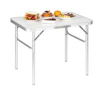 WOLTU Mesa Plegable de Camping Multifuncional, Mesa Auxiliar para Jardín, Terraza, Balcón o Pícnic en Aluminio y MDF, Blanco