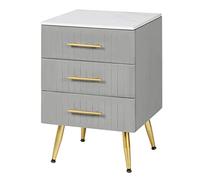 WOLTU Mesita de Noche con 3 Cajones Mesilla Auxiliar Sofá Mueble con Espacio de Almacenamiento Mesa de Café 40.5x41x60cm Blanco Gris Terciopelo MDF TS135gr