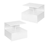 WOLTU Mesitas de Noche Flotantes, Juego de 2 Mesillas de Pared con Cajón, Mesitas Auxiliares de Dormitorio, Estante de Pared, 40x35x31cm, Blanco, NTS03ws-2