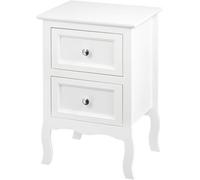 WOLTU Mesitas de Noche Mesilla Auxiliar Sofá Mueble con Espacio de Almacenamiento Mesa para Cama Café Dormitorio con 2 Cajones 40x30x60cm Blanco MDF TS119ws