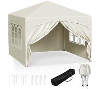 WOLTU Pabellón Cenador Plegable Pérgola con 4 Paredes Laterales 3x3m Beis | UPF 50+ UV, impermeable, altura ajustable, estable, 4 paredes, Playa