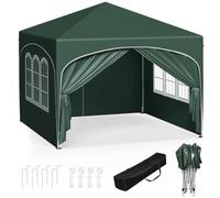 WOLTU Pabellón Cenador Plegable Pérgola con 4 Paredes Laterales 3x3m Verde | UPF 50+ UV, impermeable, altura ajustable, estable, 4 paredes, Playa