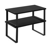 WOLTU Pack de 2 Estantes para Especias, Organizadores de Cocina Apilables, Estantes de Armario para Encimera, Baño y Tocador, 34×19,5×15,5 + 34×18,5×12,5 cm, MDF, Negro