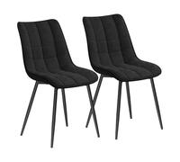 WOLTU Pack de 2 Sillas de Comedor Asiento de Lino Silla Diseño Silla Tapizada Estructura Metálica Sillón con Respaldo Silla de Cocina Negro BH206sz-2