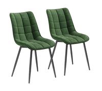 WOLTU Pack de 2 Sillas de Comedor Asiento de Terciopelo Ergonomicas Estructura Metálica con Respaldo Verde Oscuro