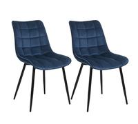 WOLTU Pack de 2 Sillas de Comedor Asiento de Terciopelo Ergonomicas Estructura Metálica con Respaldo Azul BH142bl-2