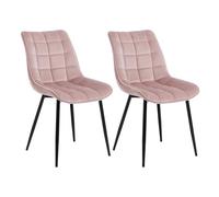 WOLTU Pack de 2 Sillas de Comedor Asiento de Terciopelo Ergonomicas Estructura Metálica con Respaldo Rosa