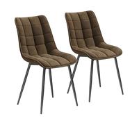 WOLTU Pack de 2 Sillas de Comedor Asiento de Terciopelo Silla Diseño Silla Tapizada Estructura Metálica Sillón con Respaldo Silla de Cocina Marrón BH142br-2