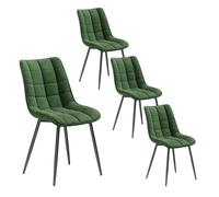 WOLTU Pack de 4 Sillas de Comedor Asiento de Terciopelo Silla Diseño Ergonomico Silla Tapizada Estructura Metálica Sillón con Respaldo Silla de Cocina Verde Oscuro