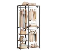 WOLTU Perchero Burro Ropa Perchero Burro con Estante Multiusos Fuerte Metal y Madera 90 x 40 x 204,5 cm(L x P x H)