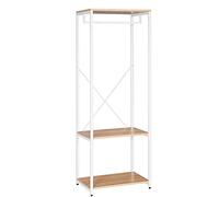 WOLTU Perchero con Ropa con Zapatero, Estante Perchero, Metal y Madera, 60 x 40 x 167 cm