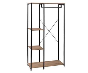 WOLTU Perchero de Pie con Estante Zapatero Perchero Burro para Colgador Ropa Metal y Madera, 90 x 40 x 167 cm