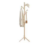 WOLTU Perchero de Pie, en Forma Árbol, Altura Ajustable de 3 Niveles, Perchero de Madera con 13 Ganchos, Ideal para Recibidor Vestidor Dormitorio Salon Estudio, 48x42x175 cm, Color Madera