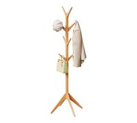 WOLTU Perchero Madera de Pie Tipo de Árbol para Colgar Ropa con 8 Ganchos en 4 Niveles Altura de 180 cm, Color Naturaleza