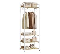 WOLTU Perchero Ropa Armario Burro Zapatero con 3 Estante Multiusos Fuerte Metal y Madera de Estilo Industrial