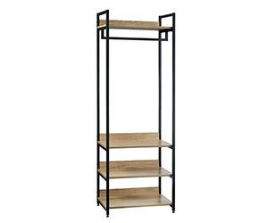 WOLTU Perchero Ropa Armario Burro Zapatero con 3 Estante Multiusos Fuerte Metal y Madera de Estilo Industrial