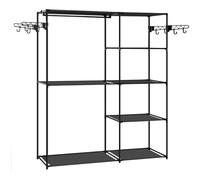 WOLTU Perchero Ropa, Perchero de Pie con Estantes y Barras de Colgar, Armario Dormitorio Abierto, Perchero de Ropa Ligero y Resistente, para Dormitorio, Entrada y Pasillo, Negro