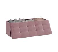 WOLTU Puff Baúl Plegable Rectángulo Taburete para Almacenamiento Otomanos Caja de Almacenaje con Tapa Reposapiés Sofá 110x37,5x38cm Terciopelo Material de Madera Rosa