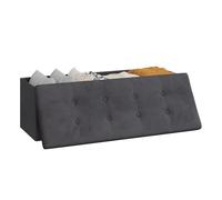 WOLTU Puff Baúl Plegable Rectángulo Taburete para Almacenamiento Otomanos Caja de Almacenaje con Tapa Reposapiés Sofá 110x37,5x38cm Terciopelo Material de Madera Gris