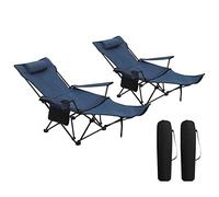WOLTU Set de 2 Silla Camping Sillas Plegables, Silla de Acampada Portátil, Ligera para Picnic, Playa, Jardín, Pesca, con Portavasos, Azul