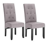 WOLTU Set de 2 Sillas Cocina Estructura de Madera Sillón Asiento Acolchado Tapizado en Lino Gris Claro BH106hgr-2