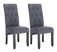 WOLTU Set de 2 Sillas Cocina Estructura de Madera Sillón Asiento Acolchado Tapizado en Lino Gris Oscuro BH106dgr-2
