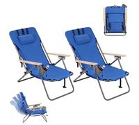 WOLTU Silla Camping Plegable, Silla Portátil Exterior, Respaldo Ajustable en 4 Niveles, para Picnic Pesca Playa, con Bolsa de Transporte, Tubos Metalicos y Tela Oxford, Carga 150 kg, Azul