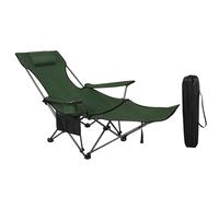 WOLTU Silla Camping Plegable, Tumbona Camping Portátil con Portavasos, Reposacabezas y Bolsa Lateral, Marco de Acero, Carga Máxima 150 kg, para Picnic, Playa, Jardín, Pesca, Verde