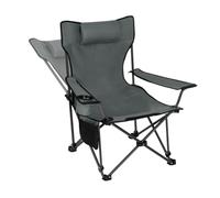 WOLTU Silla de Camping Plegable y Portátil, Gris | Ligera con Portavasos, Reposacabezas y Bolsas, Estructura Metálica para Soportar 150 kg, para Picnic, Playa, Jardín, Pesca