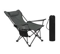 WOLTU Silla de Camping Plegable y Portátil, Silla de Acampada Ligera con Portavasos, Reposacabezas y Bolsas, Estructura Metálica para Soportar 150 kg, para Picnic, Playa, Jardín, Pesca, Gris