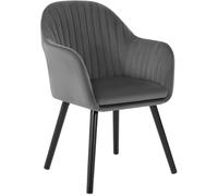 WOLTU Silla de Comedo,Terciopelo,Gris Oscuro-Negro