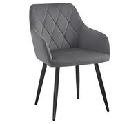 WOLTU Silla de Comedor con Reposabrazos, Tapizada con Respaldos, para Comedor, Salón, Dormitorio, Cocina, Pasillo, Gris Oscuro, Terciopelo, Patas de Metal, BH352dgr-1