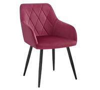 WOLTU Silla de Comedor con Reposabrazos, Tapizada con Respaldos, para Comedor, Salón, Dormitorio, Cocina, Pasillo, Burdeos, Terciopelo, Patas de Metal, BH352bd-1