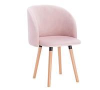 WOLTU Silla de Comedor,Terciopelo,Rosa | Tapizadas,Ergonómicas con Respaldo y Brazos para Salón y Dormitorio, Estilo Nórdico, Patas de Madera