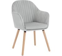 WOLTU Silla de Comedor y Cocina con Respaldo Mediano,cojín Doble de Terciopelo y Patas de Estructura de Madera,adecuadas para salón y Dormitorio,Gris Claro