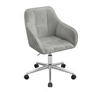 WOLTU Silla de Escritorio, Silla Giratoria, Terciopelo, Gris Claro