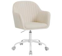 WOLTU Silla de Oficina en Casa, Silla Giratoria, Terciopelo, Beige