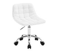 WOLTU Silla de Oficina, Taburete Tocador Giratorio, Silla Ergonómica Escritorio con Respaldo, Taburete Bajo con Asiento Ajustable de Altura, Asiento Tapizado en Tela, Blanco