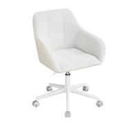 WOLTU Silla Ergonómica con Respaldo, Silla Oficina Giratoria 360° con Ruedas, Silla Escritorio de Altura Ajustable, PU+Cachemira Artificial, Crema + Gris, BS175grcm