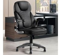 WOLTU Silla Ergonomica Escritorio, Silla Ejecutiva con Respaldo Alto y Brazos, Sillon de Escritorio Ajustable en Altura, Función Mecedora y Giratorias, PU, Negro