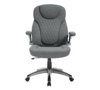 WOLTU Silla Ergonomica Escritorio, Silla Ejecutiva, Lino, Gris | Respaldo Alto y Brazos, Sillon de Escritorio Ajustable en Altura, Función Mecedora y Giratorias