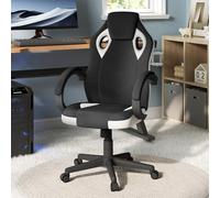 WOLTU Silla Gaming, Silla de Oficina, Ergonómica con Tela Transpirable, Giratoria con Ruedas Silenciosas, con Reposacabezas y Apoyabrazos, Carga Máxima 150 kg, Blanco+Negro