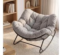 WOLTU Silla Mecedora, con Cojín Grueso, Chenilla, Gris Claro | Silla de Lectura en Forma Huevo, Sillón Relax, Ideal para Salón Dormitorio Estudio, Estructura de Metal, Carga 150 kg
