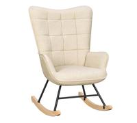 WOLTU Silla Mecedora, Sillon Relax, Sillon Balancin, Mecedora Comoda para Adulto, Mecedora Relajante para Dormitorio y Salon, Estructura de Metal, Gris Oscuro, 90x68x94 cm, Beige