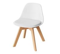 WOLTU Silla para Niños, Silla Infantil Altura de 33 cm, Respaldo Curvado, Asiento de PP + PU, Patas de Madera, con Almohadillas, 38x33x56 cm, Blanco