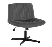 WOLTU Silla Relax de Ocio, Silla Mecedora y Giratoria, Taburete Moderno sin Ruedas, Terciopelo Cómodo sin Reposabrazos, Altura Regulable, Sillón Estético para Tocador, Salón, Hogar, Gris Oscuro