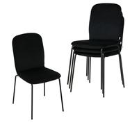 WOLTU Sillas Comedor, Set de 4 Sillas Cocina, Sillas Tapizadas de Terciopelo, Sillas Apilables para Comedor, Salón y Dormitorio, Asiento Acolchado y Patas de Metal, Negro, EZS41sz-4