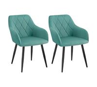 WOLTU Sillas con Reposabrazos, Tapizadas con Respaldos, Sillas Nordicas para Comedor, Salón, Dormitorio, Cocina, Pasillo, Turquesa, Terciopelo, Patas de Metal, BH352ts-2
